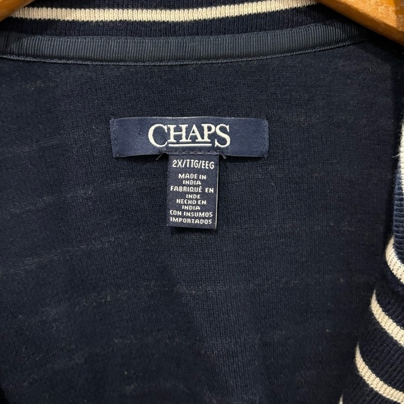 Chaps 2X Knit Blazer Button Front Blue White Striped Nautical - Picture 6 of 13